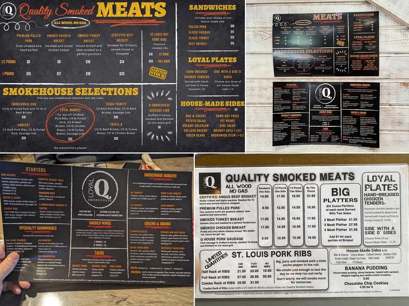 Loyal Q and Brew Menu