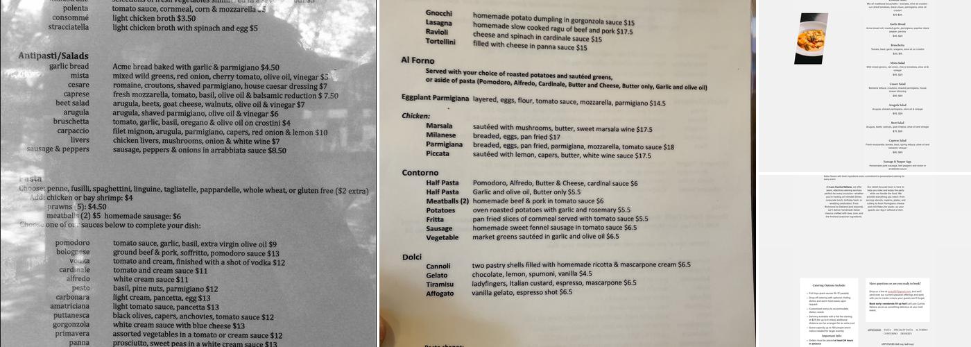 Luca Cucina Italiana Menu