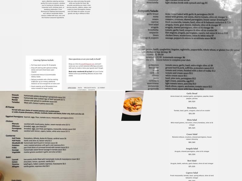 Luca Cucina Italiana Menu