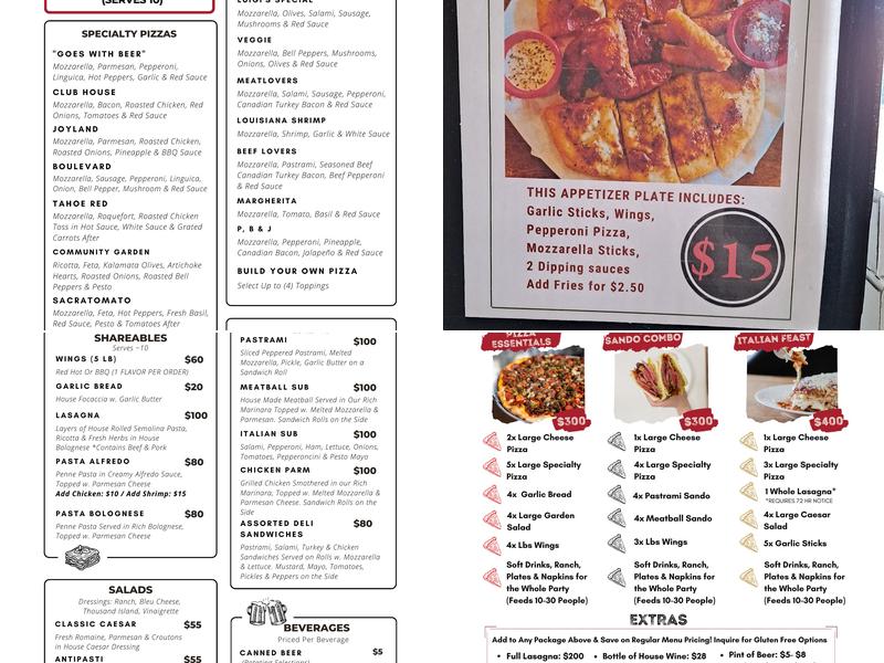 Luigi's Pizza Parlor Menu