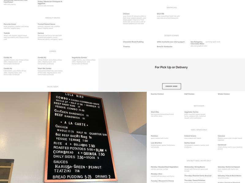 Lula Bird Menu