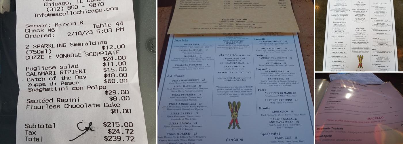 Macello Menu