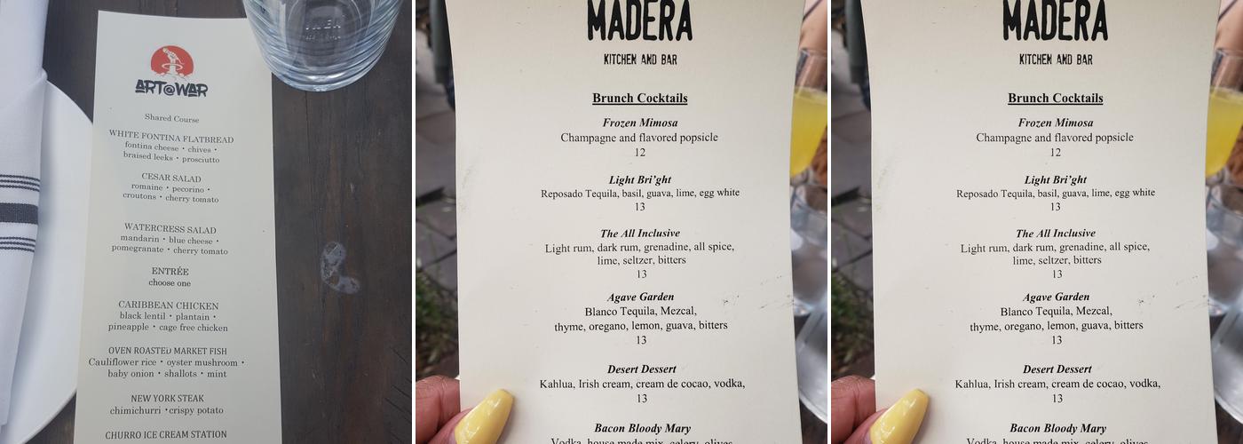 Madera Kitchen Menu