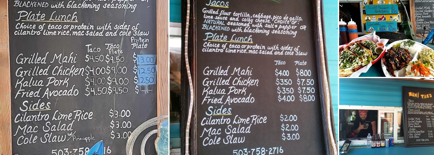 Mahi Taco Menu