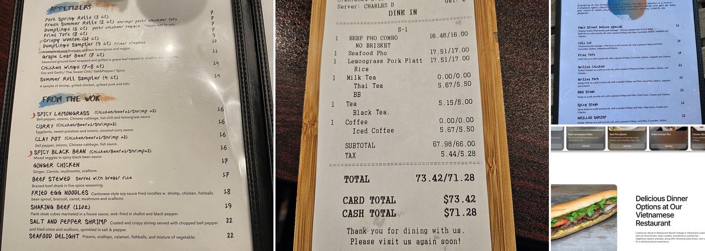 Main Street Pho Menu