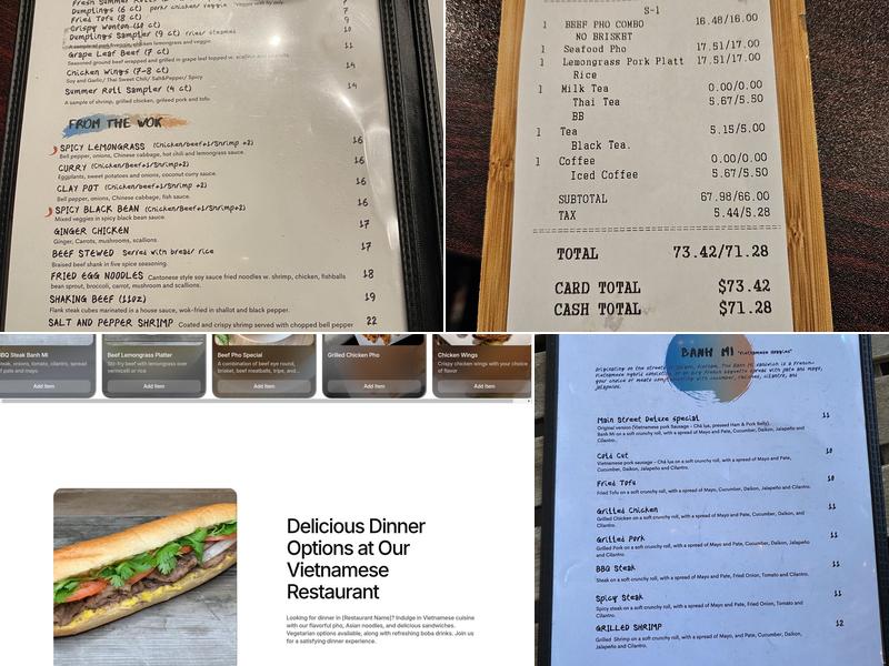 Main Street Pho Menu