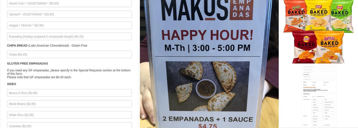 Makus Empanadas Menu