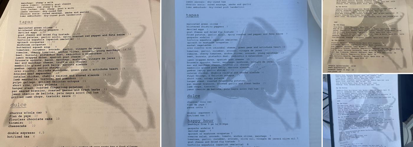 Manchego Menu