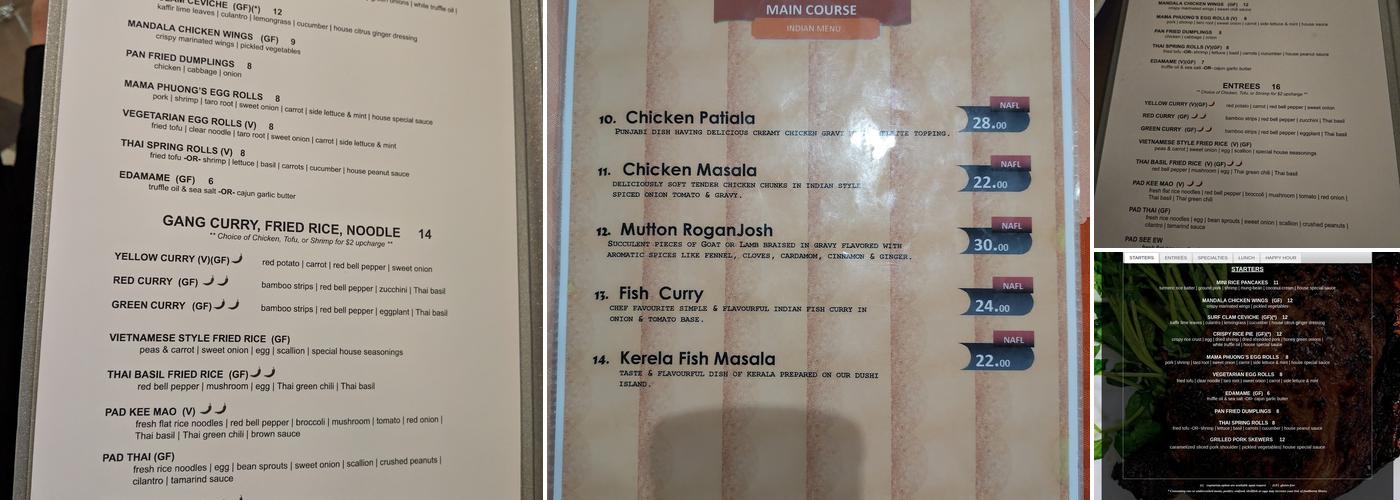 Mandala Kitchen & Bar Menu