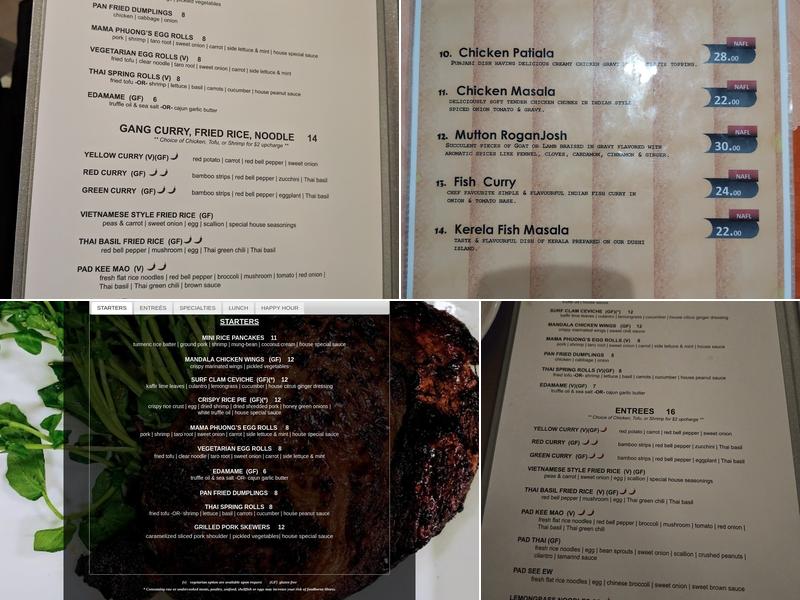 Mandala Kitchen & Bar Menu