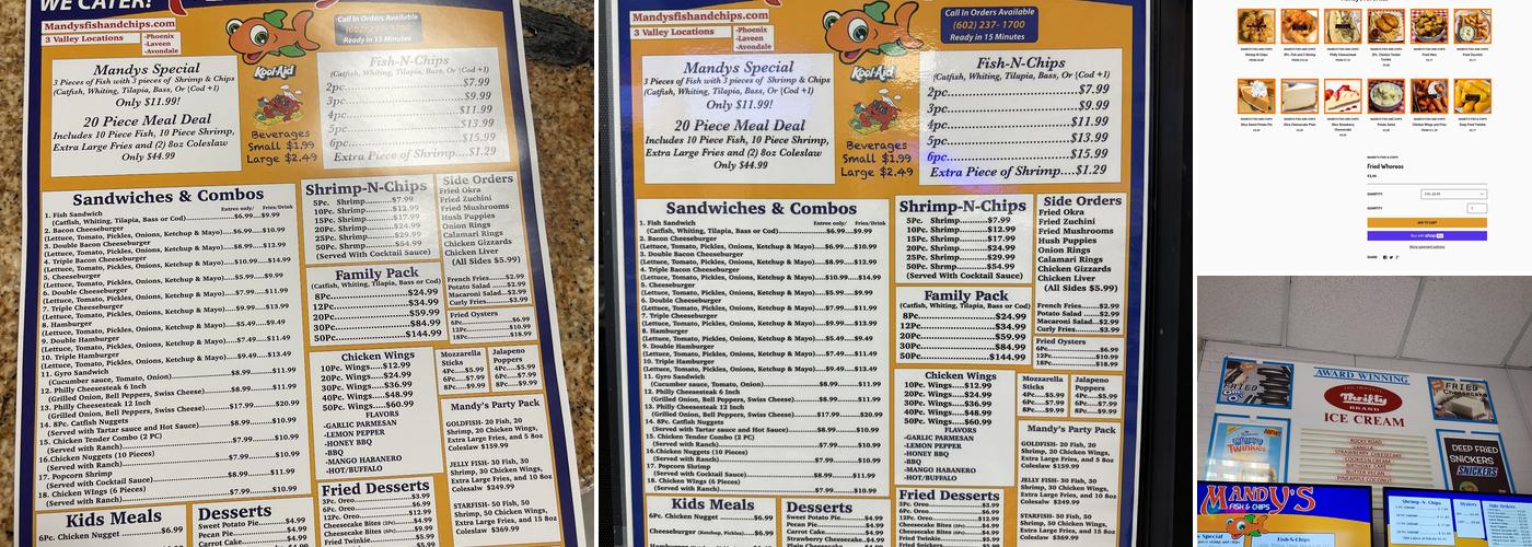 Mandy's Fish & Chips Menu