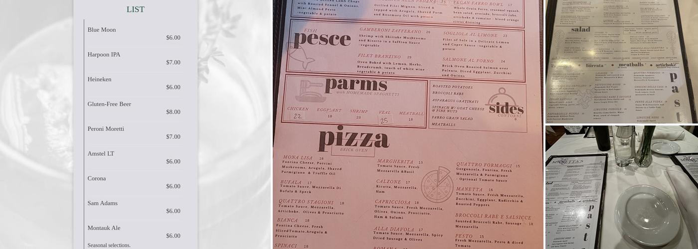 Manetta's Ristorante Menu