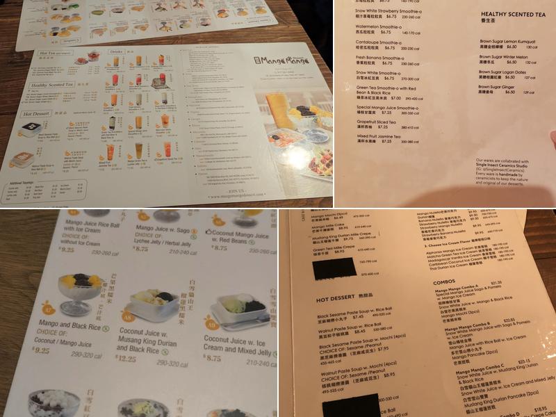 Mango Mango Artisan Lab Menu
