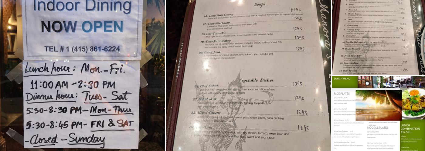 Manora's Thai Cuisine Menu