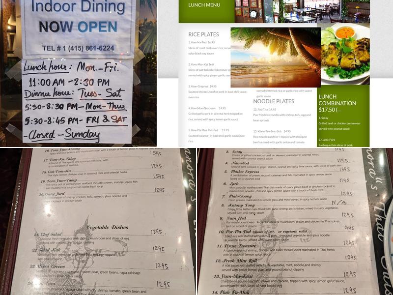 Manora's Thai Cuisine Menu