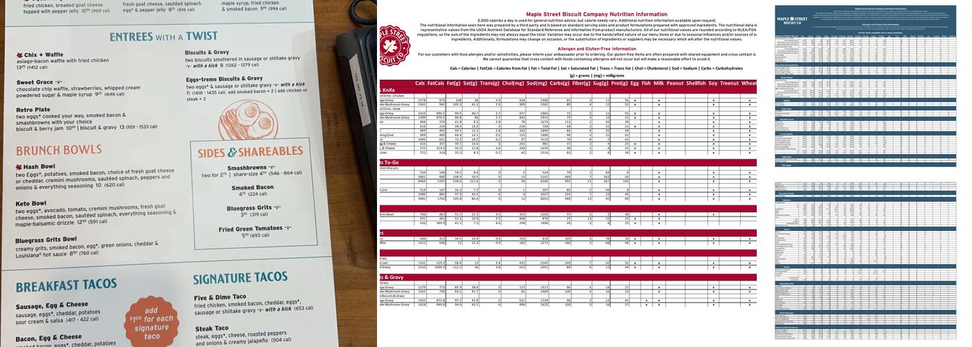 Maple Street Biscuit Company Menu