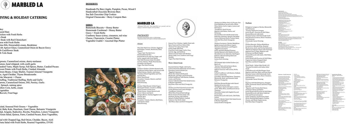 Marbled LA Menu