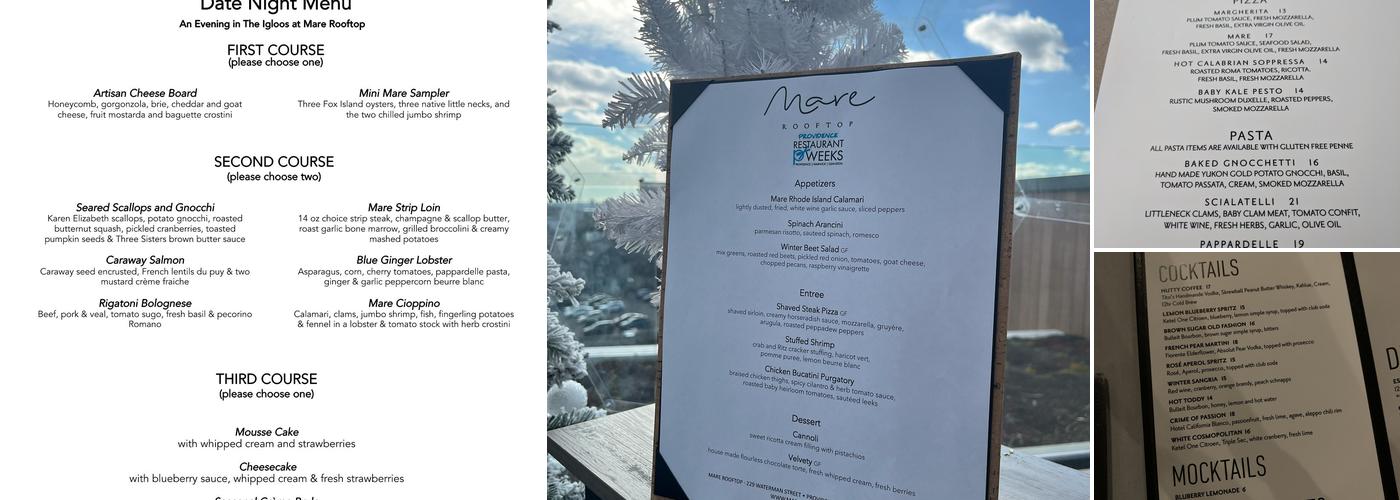 Mare Rooftop Menu