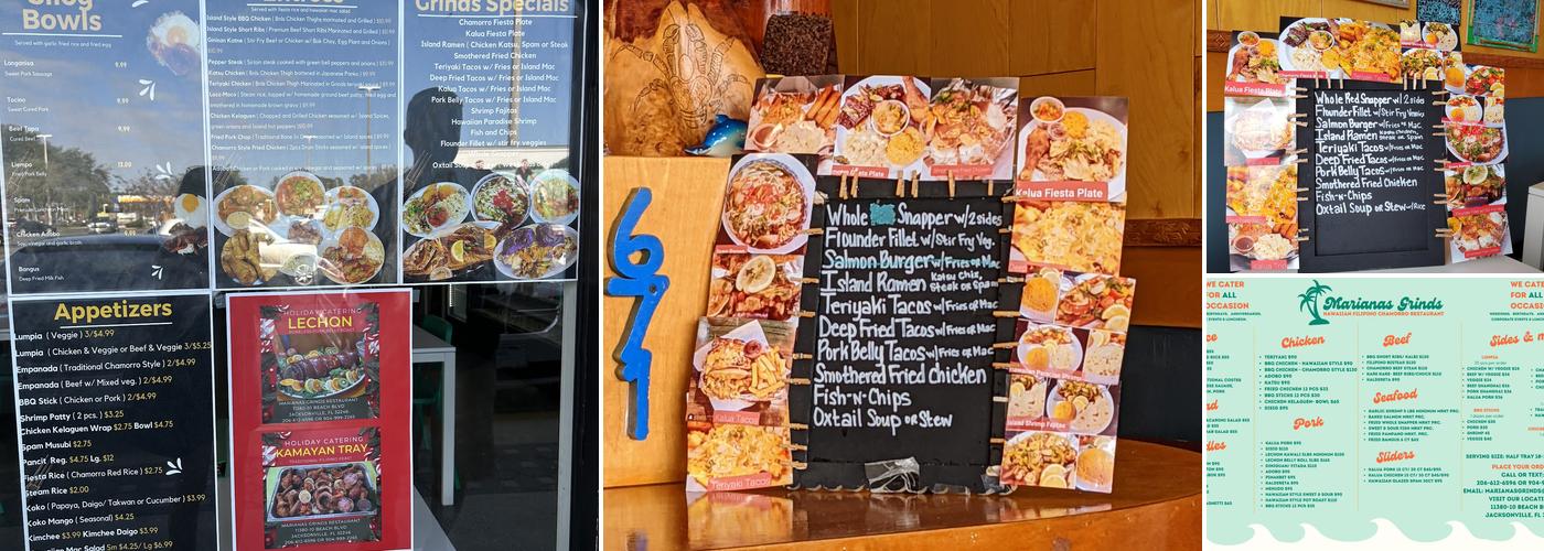 Marianas Grinds Menu