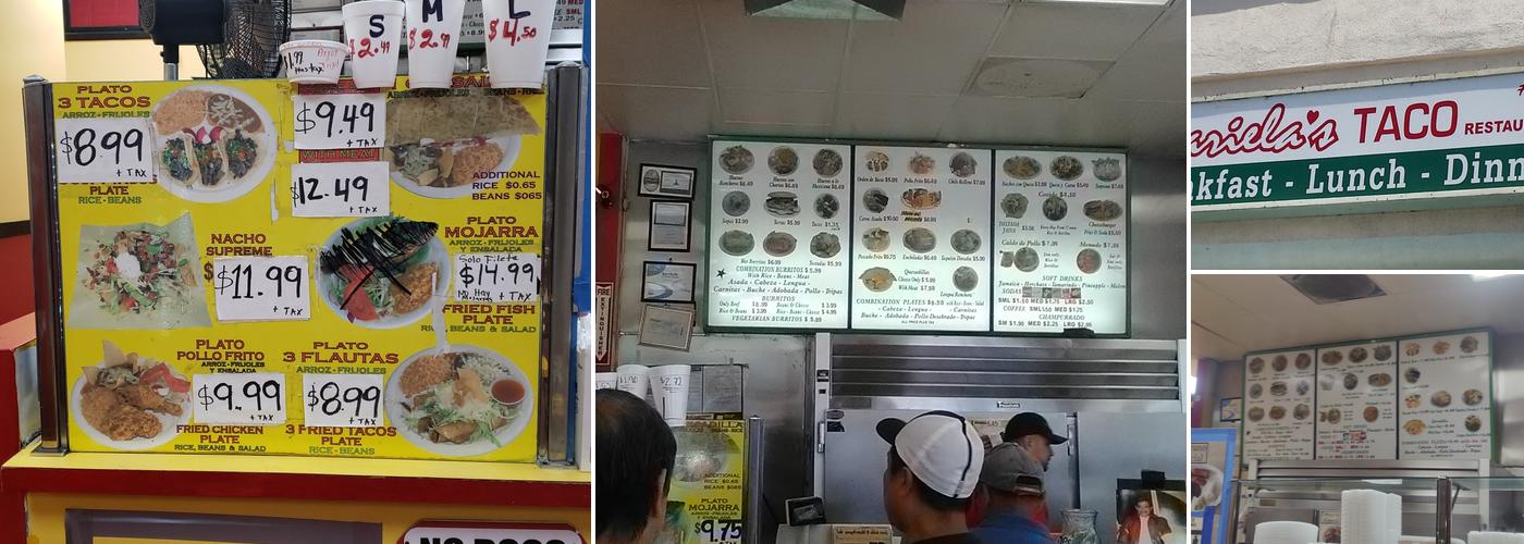 Marielas Taco Menu