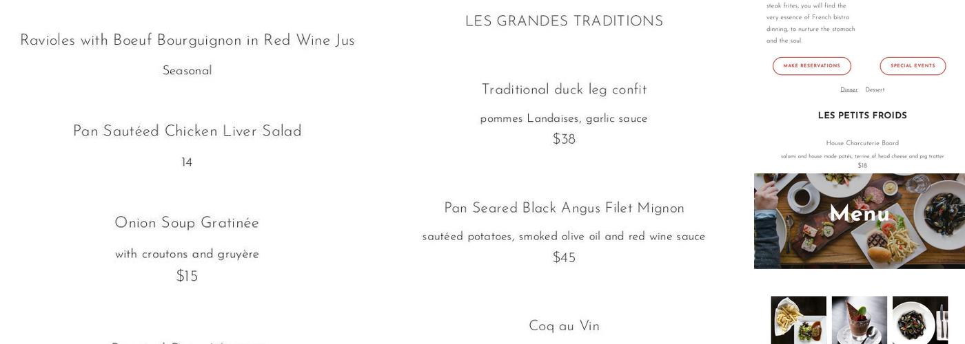 Mathilde French Bistro Menu