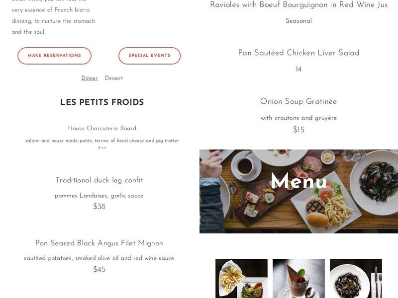 Mathilde French Bistro Menu