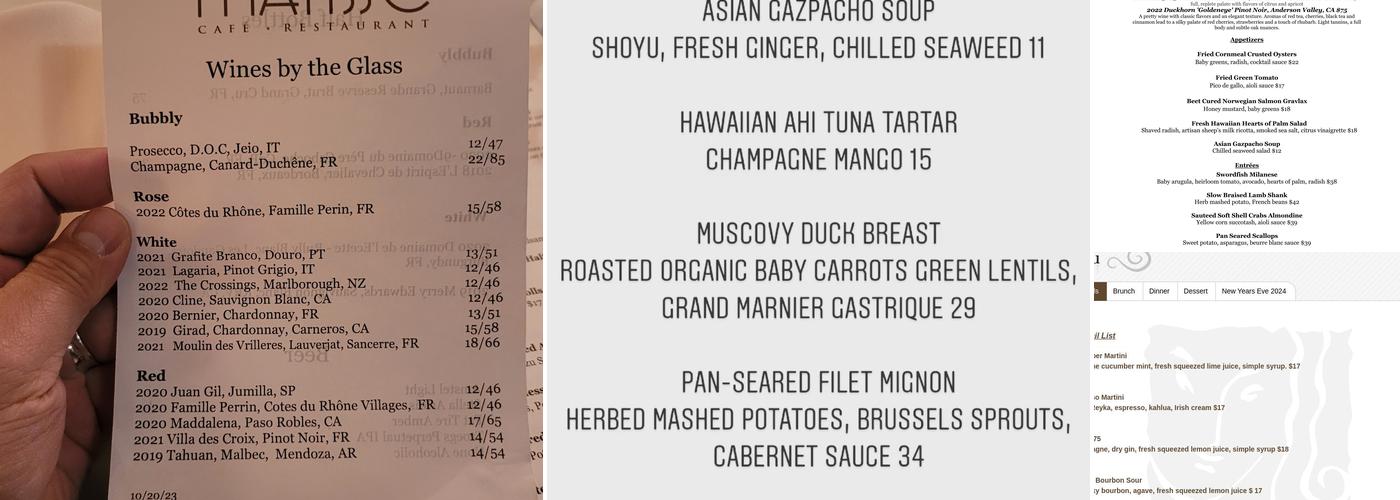 Matisse Menu