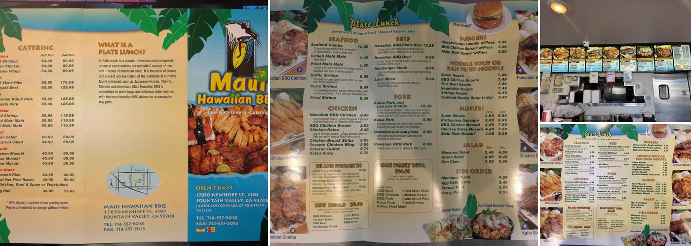 Maui Hawaiian BBQ Menu