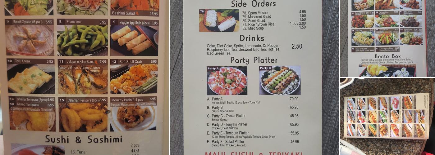 Maui Sushi & Teriyaki Menu