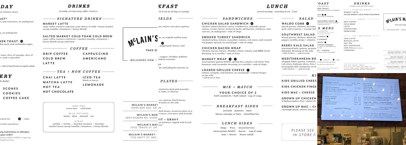 McLain's Market Overland Park Menu