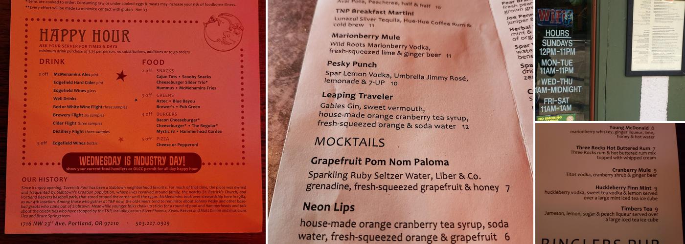McMenamins Tavern & Pool Menu