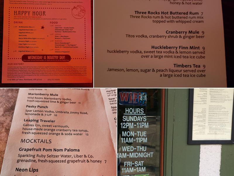 McMenamins Tavern & Pool Menu