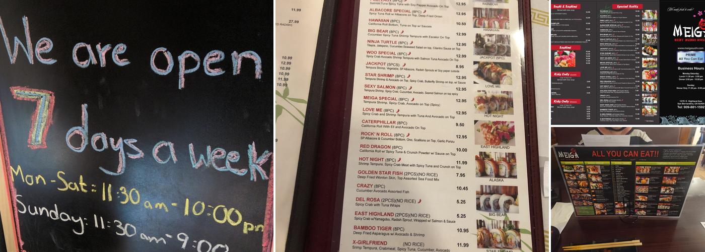 Meiga Sushi Menu