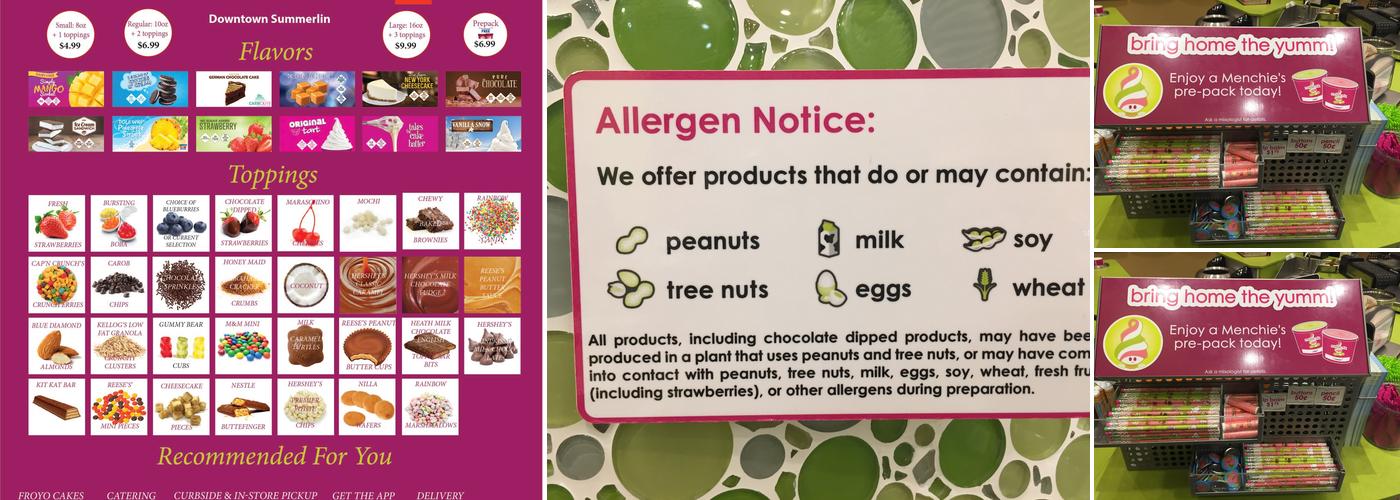 Menchie's Frozen Yogurt Menu