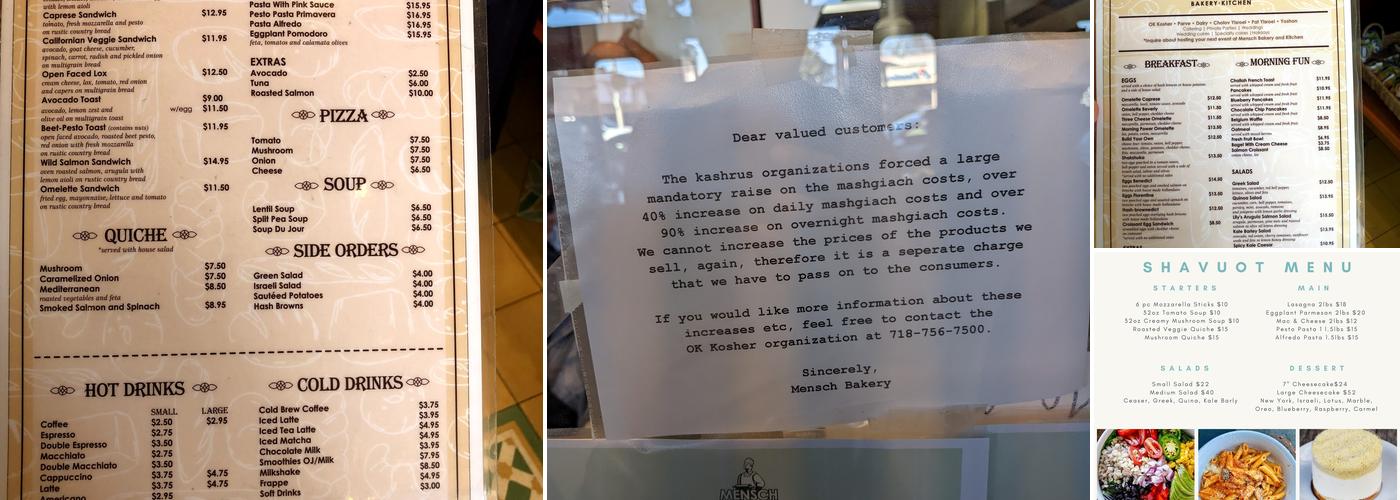 Mensch Bakery Menu