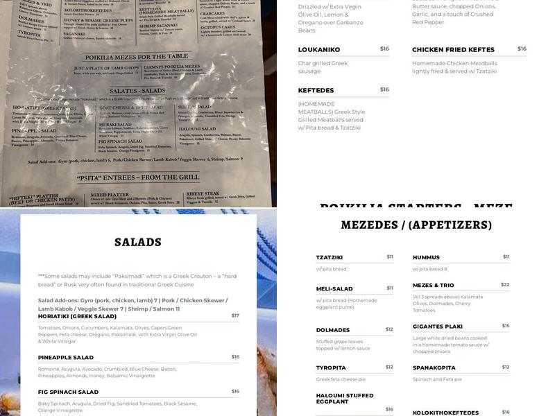 Meraki Greek Bistro Menu