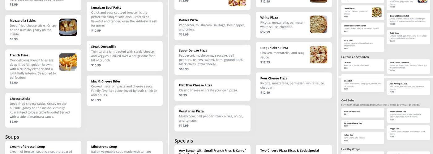 Miami Pizza Kitchen Menu