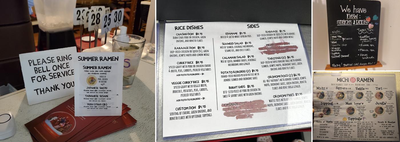 Michi Ramen Menu