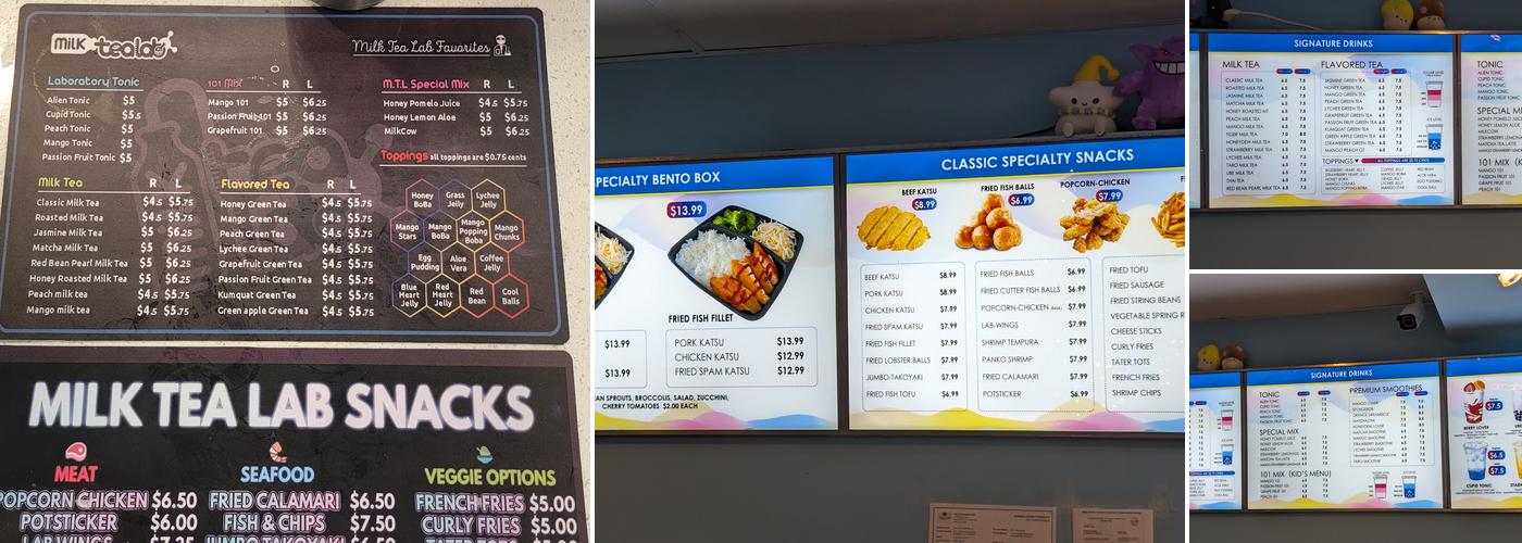 Milk Tea Lab Menu