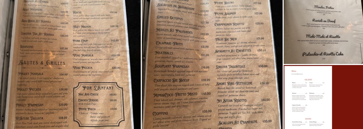 Mimi & Coco Bistro Menu