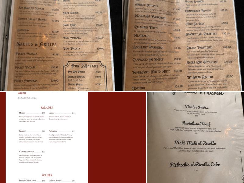 Mimi & Coco Bistro Menu