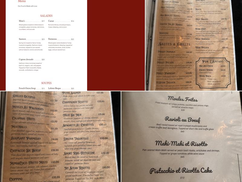 Mimi & Coco Bistro Menu