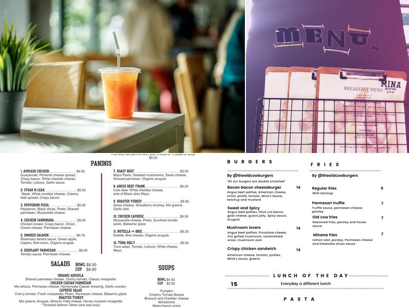 Mina Bistro Menu