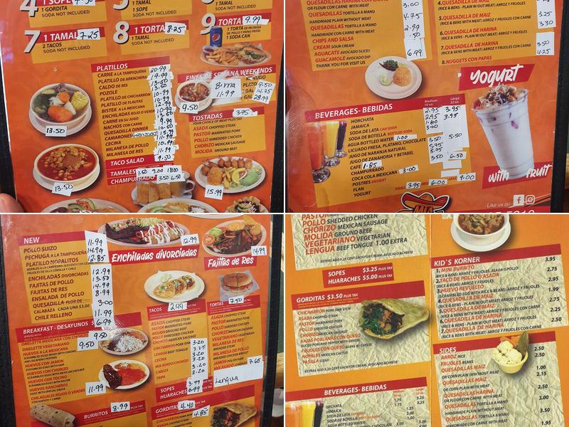 Mis Tacos Mexican Food Menu