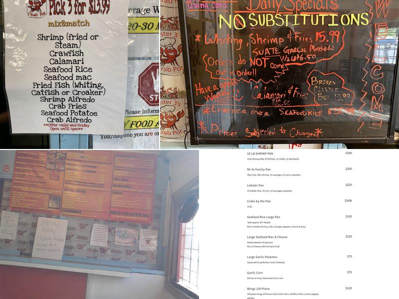 Mr 3s Crab Pot Menu