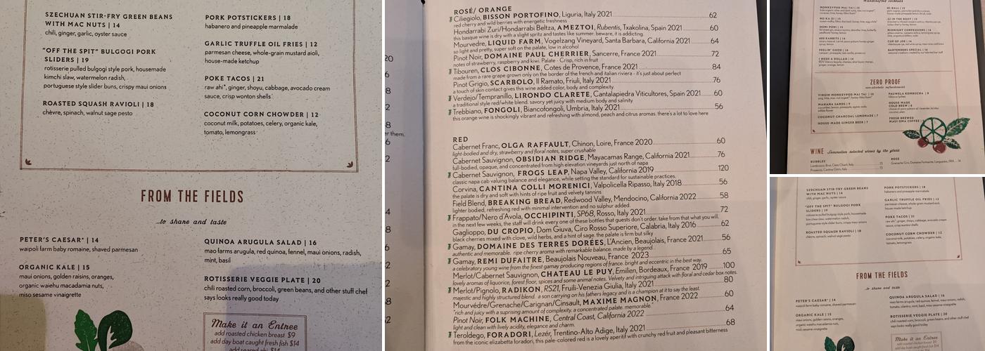 Moku Kitchen Menu