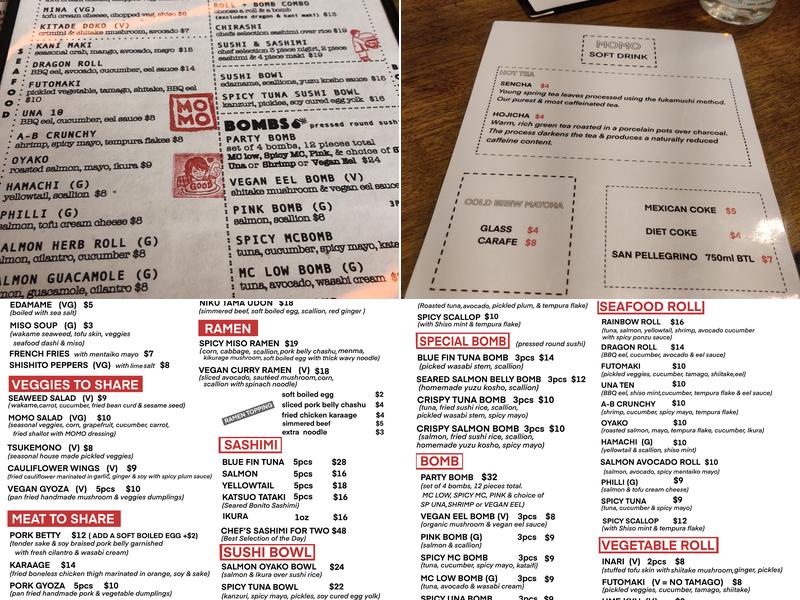 Momo Sushi Shack Menu