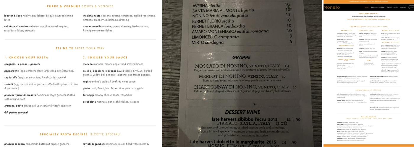 Monello Menu