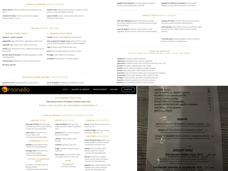 Monello Menu