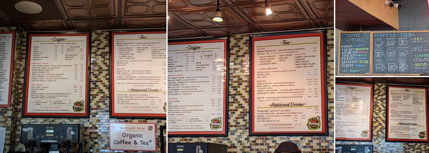 Monkey Nest Coffee Menu